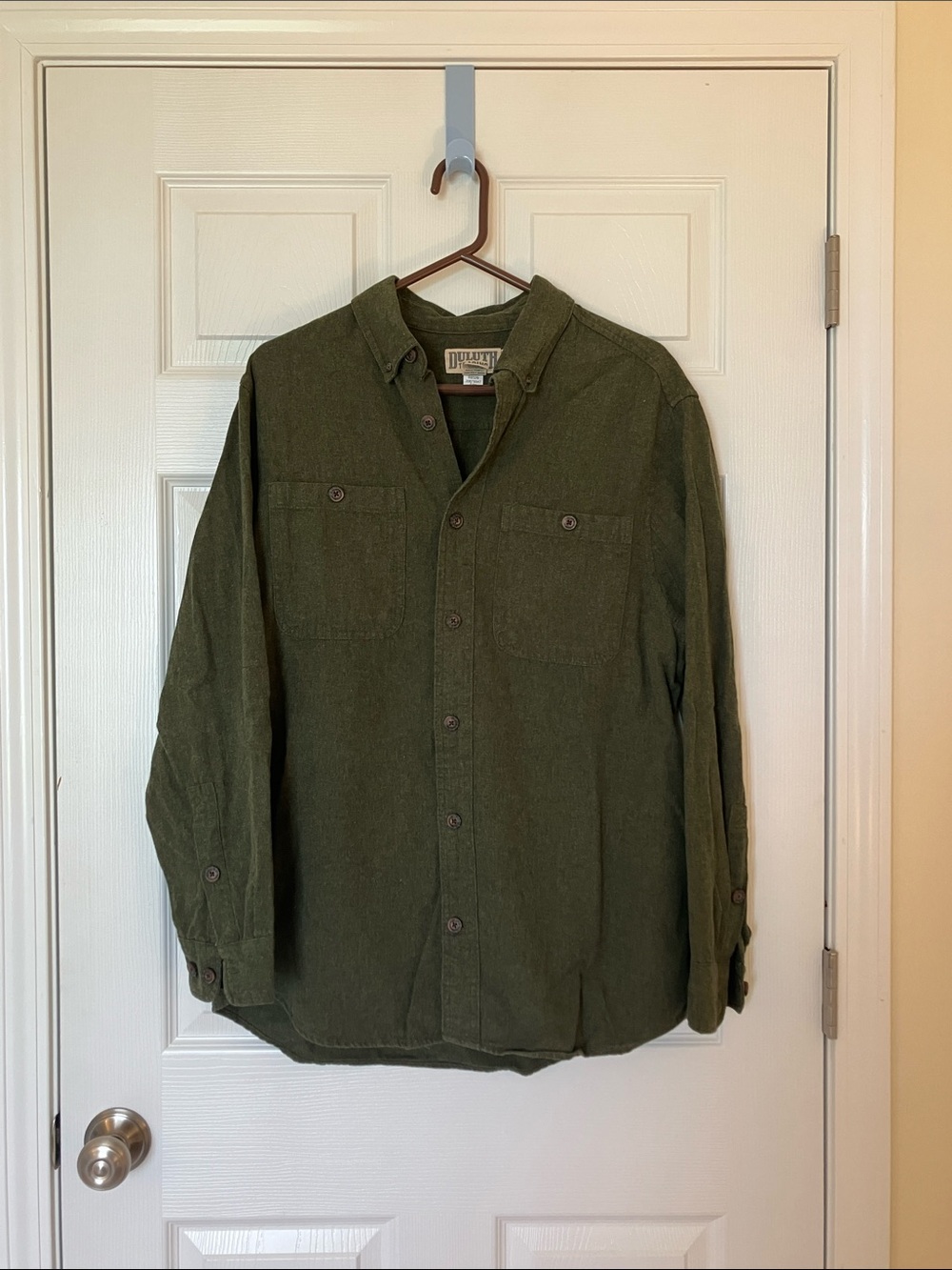 Duluth Trading Co Olive Green Button-Up Shirt Jacket